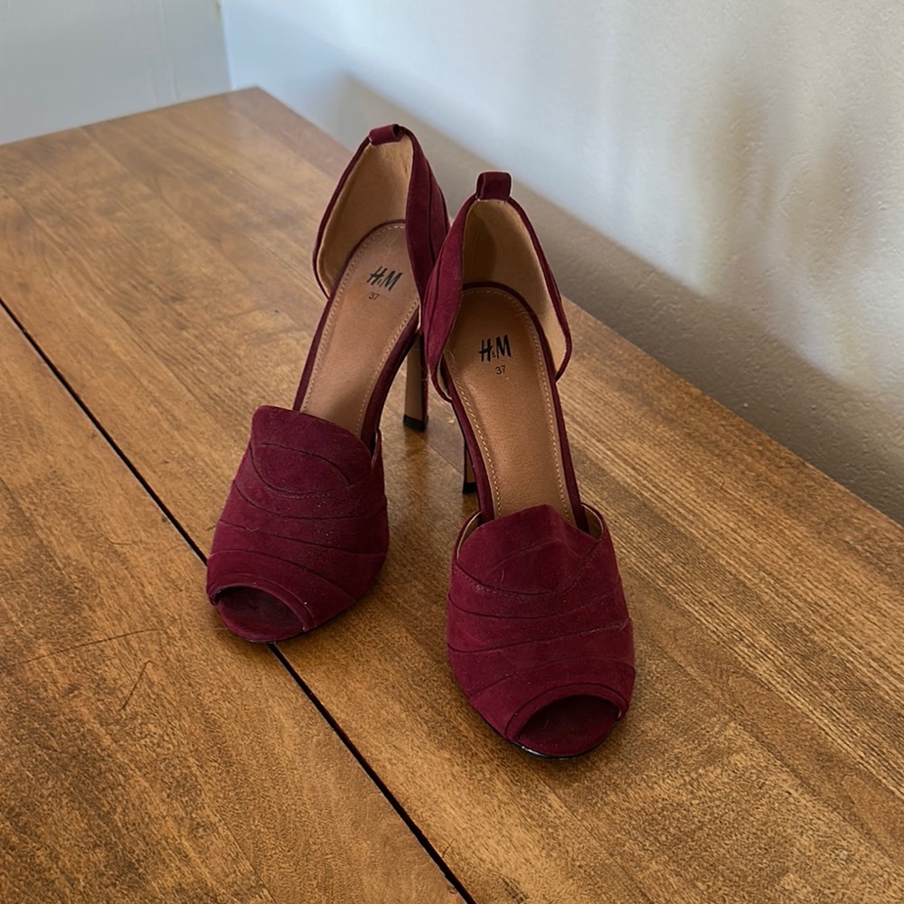 H&M Dark Red Open-Toe Heels